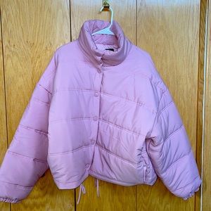 Wild Fable pink snap up jacket w/ drawstring at bottom, 2 pockets, large